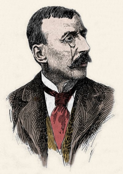 Portret van de Portugese schrijver en diplomaat Jose Maria de Eeca de Queiros of Queiroz (1845-1900). Gravure uit de 19e eeuw door Unknown artist