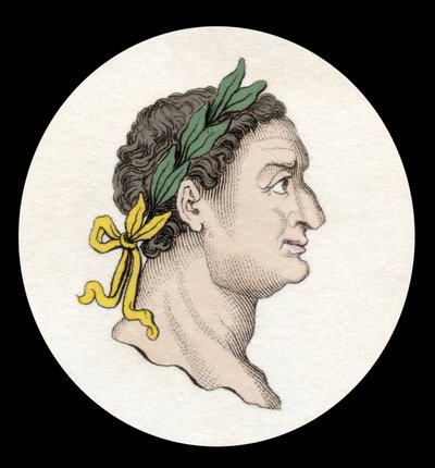 Portret van de Romeinse keizer Titus (39-81). (Titus Flavius Sabinus Vespasianus). Gravure uit de 19e eeuw. door Unknown artist
