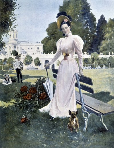 Portret van de Russische prinses Youssopoff in een park in 1844 door Unknown artist