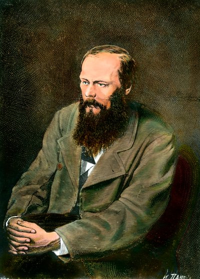 Portret van de Russische schrijver Fedor Dostojevski (Dostoevsky of Dostoevskij) (1821-1881) door Unknown artist