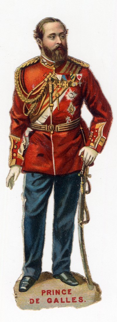 Portret van de toekomstige Prins van Wales Edward VII (Edward 7), koning van Groot-Brittannië en Ierland (1841-1910). Chromolithografie eind 19e eeuw. Privécollectie. door Unknown artist