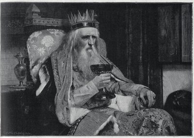 Portret van de koning van Thule naar het schilderij van Van der Ouderaa. Gravure in 