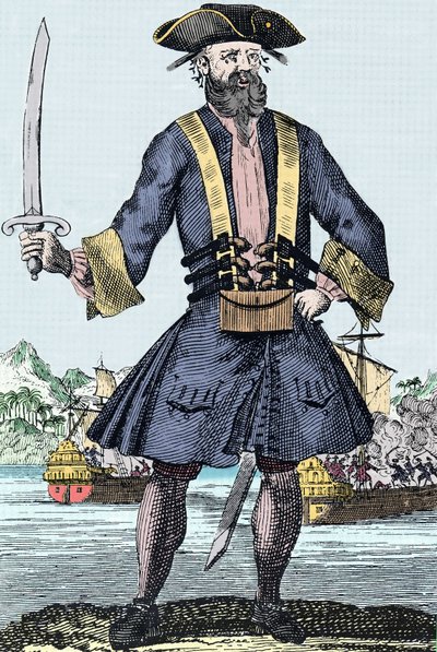 Portret van de piraat Edward Teach alias Zwartbaard (Blackbeard) door Unknown artist