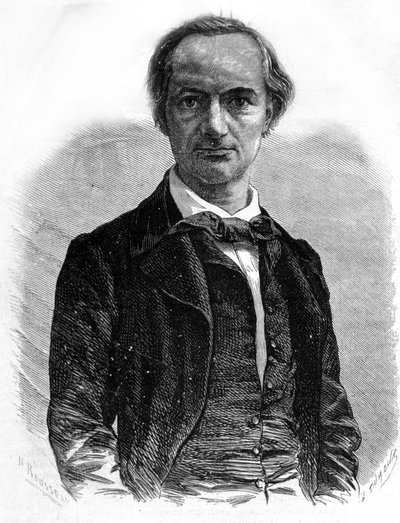 Portret van de dichter Charles Baudelaire (1821-1867). Gravure uit de 19e eeuw door Unknown artist