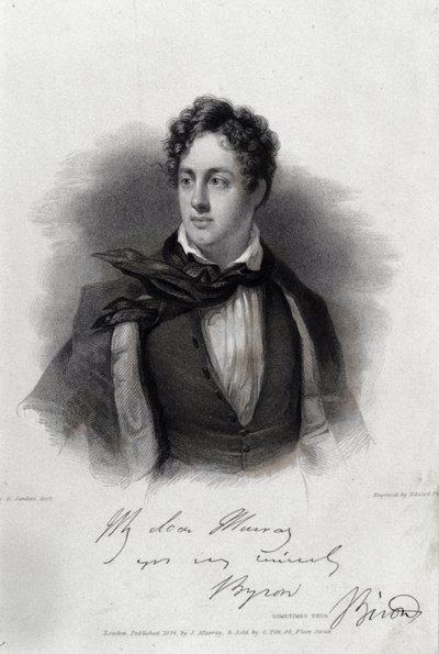 Portret van de dichter George Gordon Byron (1788-1824) door Unknown artist