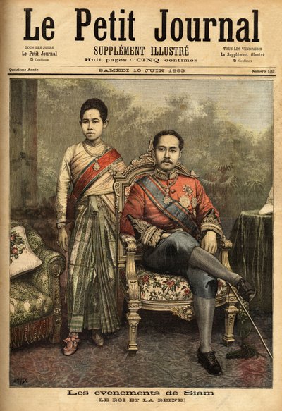 Portretten van de koning van Siam, Rama V of Chulalongkorn, met een van zijn 36 officiële vrouwen door Unknown artist