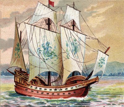 Portugese kraak - Weergave van een kraak (schip) van de Portugese vloot eind 15e eeuw door Unknown artist