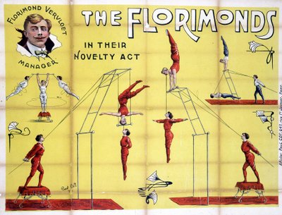 Poster voor de show van Florimonds, trapezeartiesten door Unknown artist