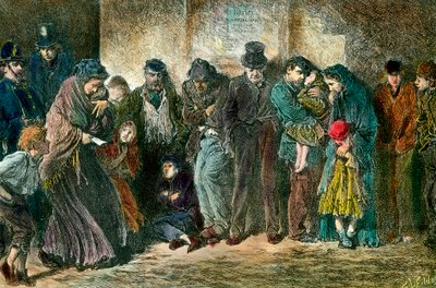 Armoede in Londen bij de deur van een schuilplaats door Unknown artist