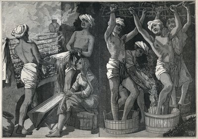 Voorbereiding van lak in India. Gravure uit 1885 in “Les arts et métiers illustrés” door Adolphe BITARD door Unknown artist