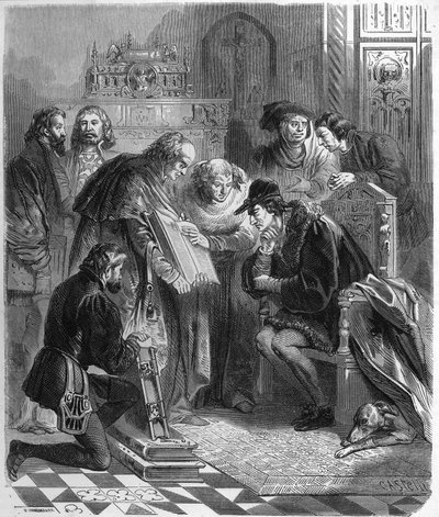 Presentatie van de gedrukte Bijbel aan Lodewijk XI (1423-1483), koning van Frankrijk door Unknown artist
