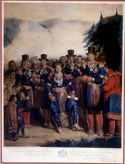 Presentatie van de nieuw gekozen Huron-stam door Unknown artist