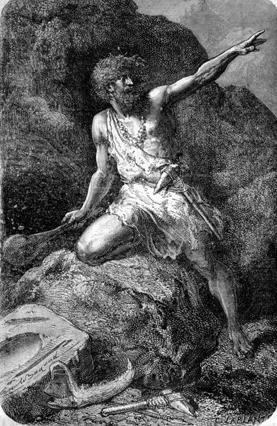 Primitieve mens uit het Rendier Tijdperk (Boven-Paleolithicum) door Unknown artist