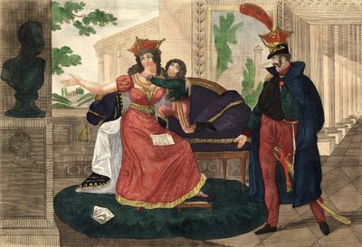 Prinses Poniatowski verneemt het nieuws van de dood van haar man - Gravure van die tijd door Unknown artist