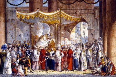 Processie in Rome in 1835 van paus Gregorius XVI (1765 - 1846) door Unknown artist