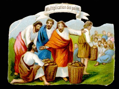 Vermenigvuldiging van broden. 19e-eeuwse chromolithografie door Unknown artist