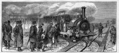 Openbaar vervoer: stoomomnibus voor trams in Lissabon (Larmanjat-systeem). Portugal door Unknown artist