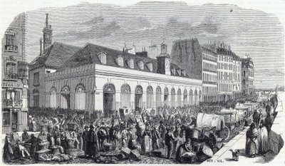 Quai des Augustins: Marche de la Vallee - Gravure in 