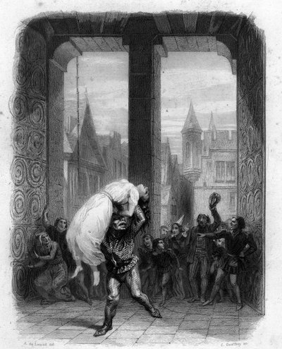 Quasimodo redt Esmeralda. Illustratie van 1844 Notre Dame de Paris door Victor Hugo door Unknown artist