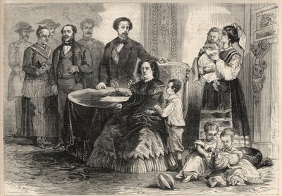 Koningin Isabella II van Spanje (Isabella van Bourbon) (1830-1904) en Francois van Assisi van Bourbon of Francois I van Spanje (1822-1902) zochten toevlucht met hun kinderen in het kasteel van Pau in Frankrijk na de Septemberrevolutie (Gloriosa). Onder hun door Unknown artist