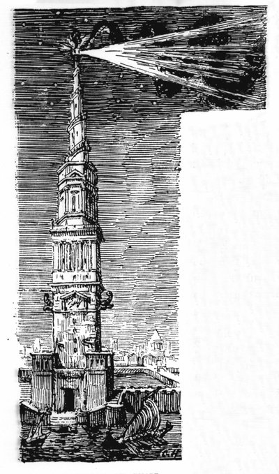 Reconstructie van de vuurtoren van Alexandrië na Ebers Egypte door Unknown artist
