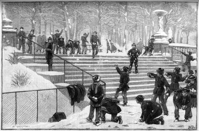 Recreatie van een schoolbataljon in de Luxemburgse Tuin in Parijs in 1888 door Unknown artist