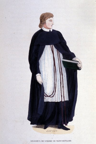 Religieuze van de Orde van het Heilig Graf. Gravure uit een album over religieuze orden, Parijs door Unknown artist