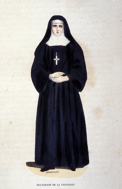 Religieuzen van de Visitatie, een orde gesticht door Sint Franciscus van Sales en Sint Jeanne de Chantal in 1610. Gravure uit de 19e eeuw door Unknown artist