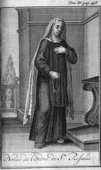 Religieuze orde. Novice van de Orde van St. Rosalia in Palermo in Sicilië in de 17e eeuw. In 