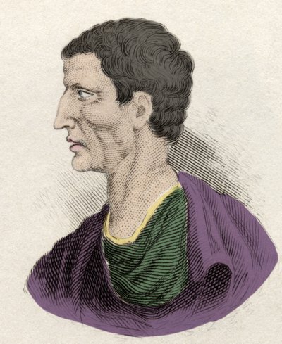 Weergave van de Romeinse politicus Lucius Cornelius Sulla (138-68 v.Chr.). Gravure uit de 19e eeuw door Unknown artist