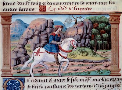 Voorstelling van de Venetiaanse ontdekkingsreiziger Marco Polo te paard door Unknown artist