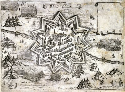 Voorstelling van het beleg van Nicosia op het eiland Cyprus in 1191 tijdens de 3e Kruistocht door Richard Leeuwenhart. 16e eeuw. door Unknown artist