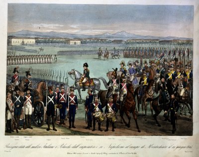 Review van de Italiaanse en Poolse milities van Napoleon op het Montechiaro Veld, 10 juni door Unknown artist