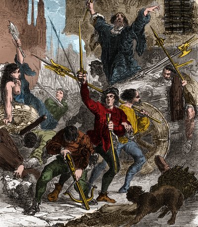 Opstand van de Maillotins tegen belasting: volksopstand die plaatsvond onder het bewind van koning Karel VI van Valois in 1382. door Unknown artist