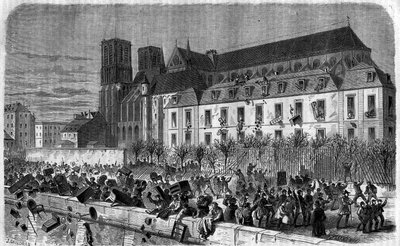 Revolutie van 1830: Plundering van het Archevêché in Parijs op 15 februari door Unknown artist