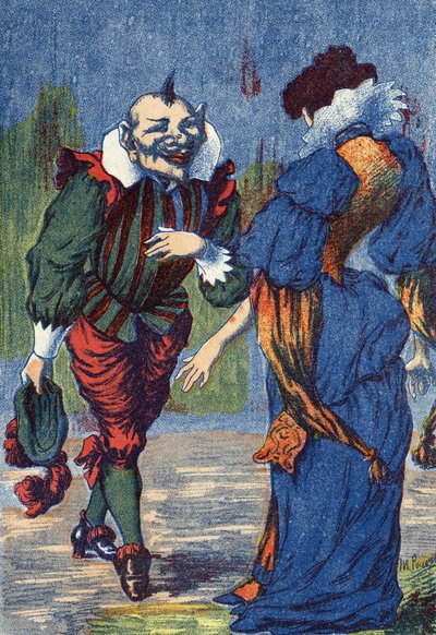 Riquet presenteert zich opnieuw aan de prinses. Illustratie voor "Riquet met de kuif", sprookje door Charles Perrault (1628-1703), Franse schrijver. Anonieme illustratie. Beeld Marcel Vagne, Jarville Nancy, ongedateerd (eind 19e eeuw). door Unknown artist