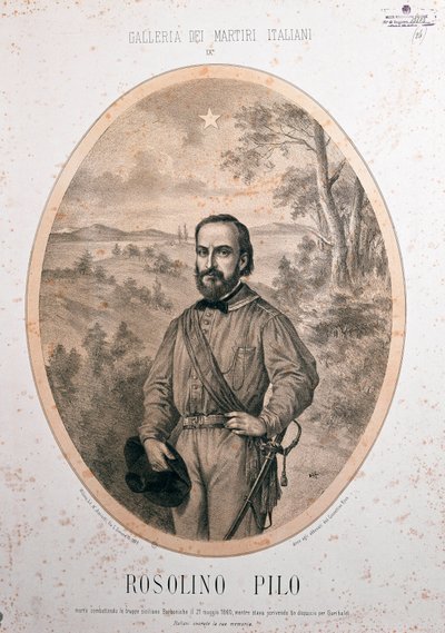 Risorgimento: Portret van de Italiaanse patriot Rosolino Pilo door Unknown artist