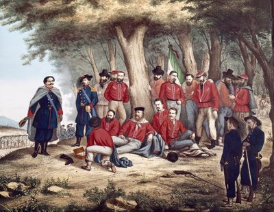 Risorgimento: de Italiaanse patriot Giuseppe Garibaldi gewond in Aspromonte, 29/08/1862 door Unknown artist