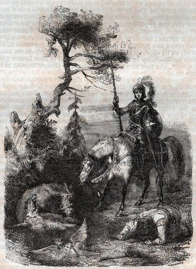 Roger (Ruggero, Ruggiero) gebruikt het betoverende schild - gravure van 1851 uit 