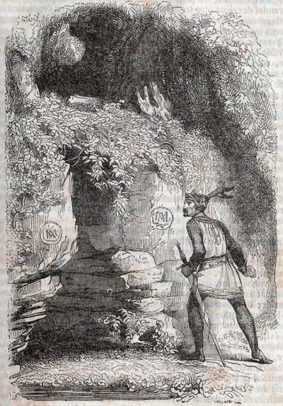 Roland vindt de figuren van Medor (Medoro) en Angelique (Angelica) - gravure uit 1851 van 