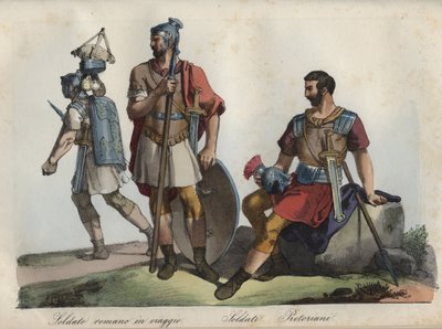 Romeinse soldaten en pretoriaanse garde - gravure uit 