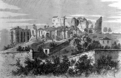 Rome, uitzicht op de Palatijnse Heuvel en de ruïnes van het paleis van de Caesars. door Unknown artist