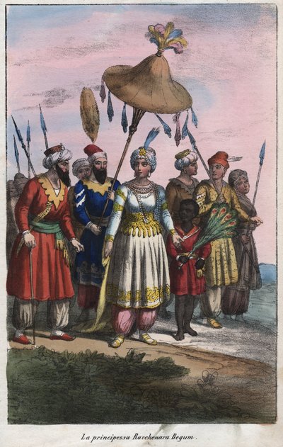 Roshanara Begum (1617-1671) - Keizerlijke prinses van het Mughal-rijk - gravure uit 