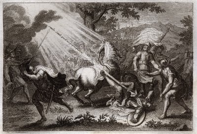 Royaumont Bijbel, Nieuwe Testament: Bekering van St. Paulus op weg naar Damascus. Hij hoort de stem van Jezus Christus die tegen hem zegt 