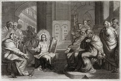 Royaumont Bijbel, Nieuwe Testament: Jezus in de tempel tussen de doktoren. door Unknown artist