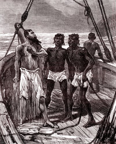 Rubbertransport op de Maroni-rivier, Guyana door Unknown artist
