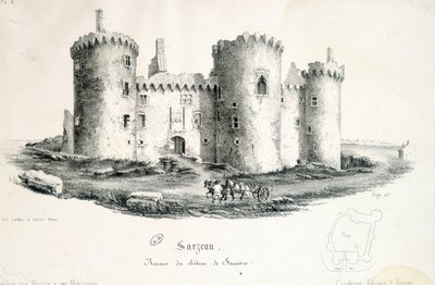 Ruïnes van het kasteel van Sucinio in Sarzeau (Morbihan) - gravure door Unknown artist