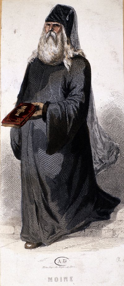 Russisch-orthodoxe monnik. Gravure door Unknown artist