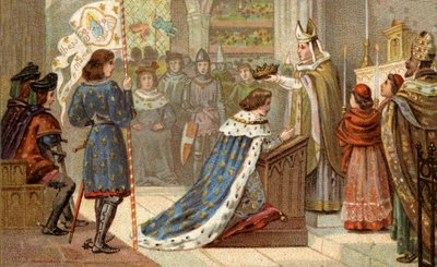 Kroning van Karel VII (1403-1461) in de Kathedraal van Reims (17 juli). door Unknown artist