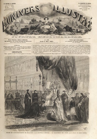 Heilige Archimandriet van Bulgarije in de Sixtijnse Kapel in Rome door Paus Pius IX 1861 - Het Illustere Universum in 1861 door Unknown artist